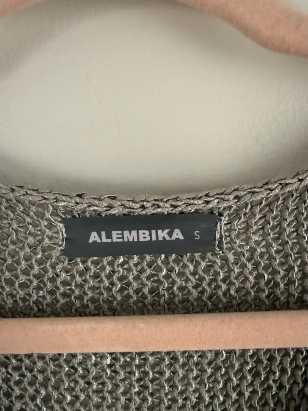Alembika Open Knit Asymmetrical Grey Slouchy Oversized Lagenlook Coastal Top S - Picture 7 of 9